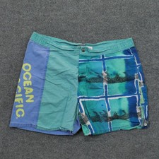Vintage Ocean Pacific Swim Trunks Mens XL Blue OP Abstract 90s