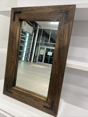 Yoshoot Rustic Wooden Framed Wall Mirror Decorative For Living Room  30*20
