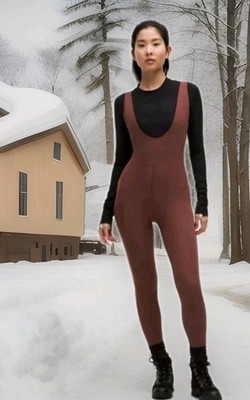 Women's Lululemon Ribbed Nulux Skiing Bodysuit Sz Medium Maroon