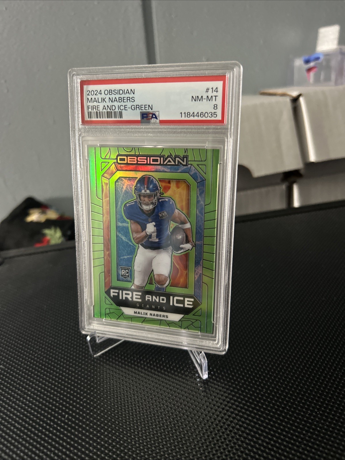 Malik Nabers Panini Obsidian Fire and Ice #14 Green