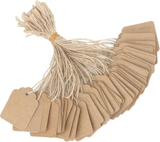 500PCS Kraft Paper Price Tags with String 1.4x1.8in Brown Writable Hang Labels