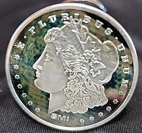 Morgan Dollar Design Round 1 oz Silver .999 Fine SMI Sunshine Mint Mark SI