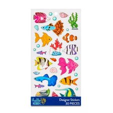 Hello Hobby Multicolor Fish Designer Stickers, 30 Count