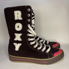 Stivali sneaker alti ROXY - Y2K anni 2000 lana marrone/rosa UK 7 COME NUOVI RARI VINTAGE