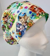 Kitten Print Adjustable Medical Slim Lid Surgery Hat Euro Scrub Cap