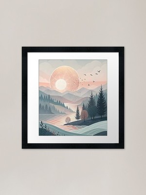 Skandinavisch Pastell Sonnenaufgang minimal gerahmtes Wandbild Poster Leinwanddruck Bild
