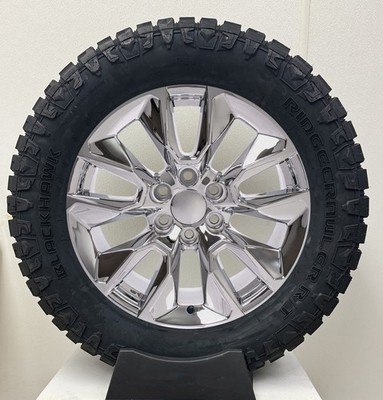 20'' Chrome RST Wheels Rugged Terrain Tires TPMS For Chevy Silverado Tahoe Set 4