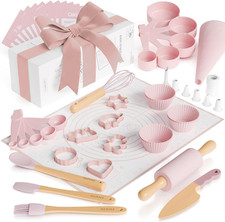 Wooden Baking Set for Kids - a Complete Set of Real Kitchen Utensils Gives Toddl