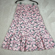 Vintage Handmade Floral Midi Skirt Women  s Size M 29  W Cottagecore Pink Green