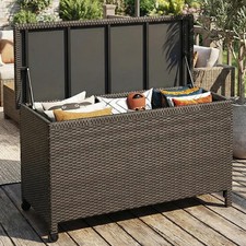 Patio Storage Box 125 Gallon Large Wicker Rattan Outdoor Deck