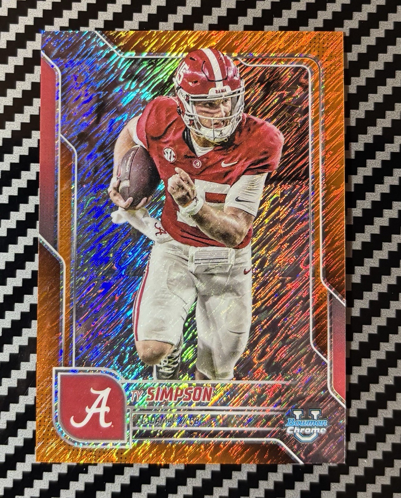 2025 Bowman University Chrome - Ty Simpson #151 Orange Shimmer Refractor /25