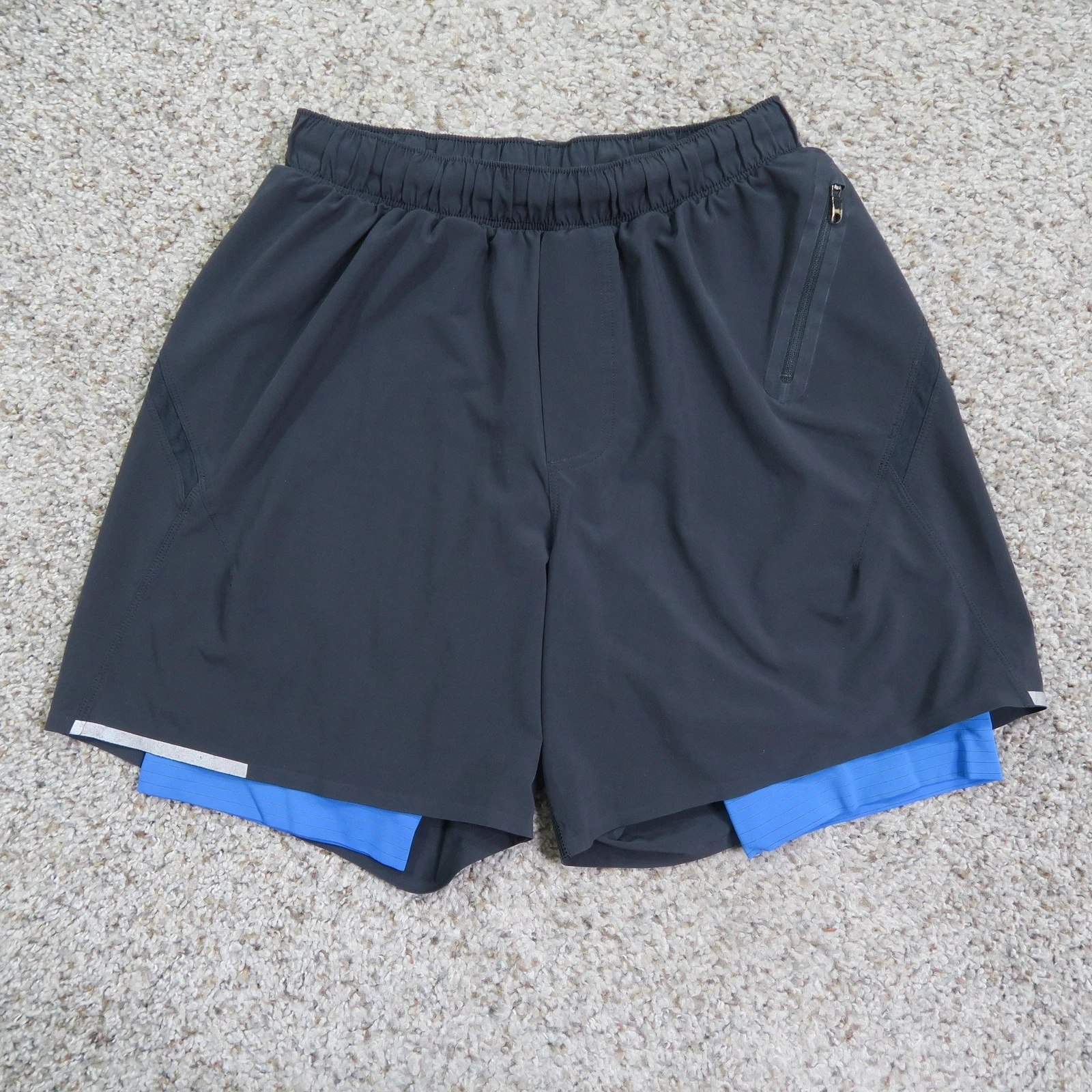 Lululemon Shorts Mens Small Black Lined Running Athletic Drawstring 6" Inseam