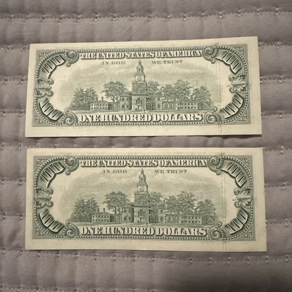 TWO CONSECUTIVE 1990 $100 HUNDRED DOLLAR BILLS * STAR NOTE * San Francisco UNC - Image 4 of 4