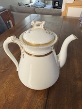 C1879 Charles Fields Haviland Limoges White Porcelain Gold Coffee Tea Pot - CFH
