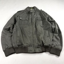 Mens Military Utility Bomber Jacket Olive Green Zip Up Field Style Outerwear