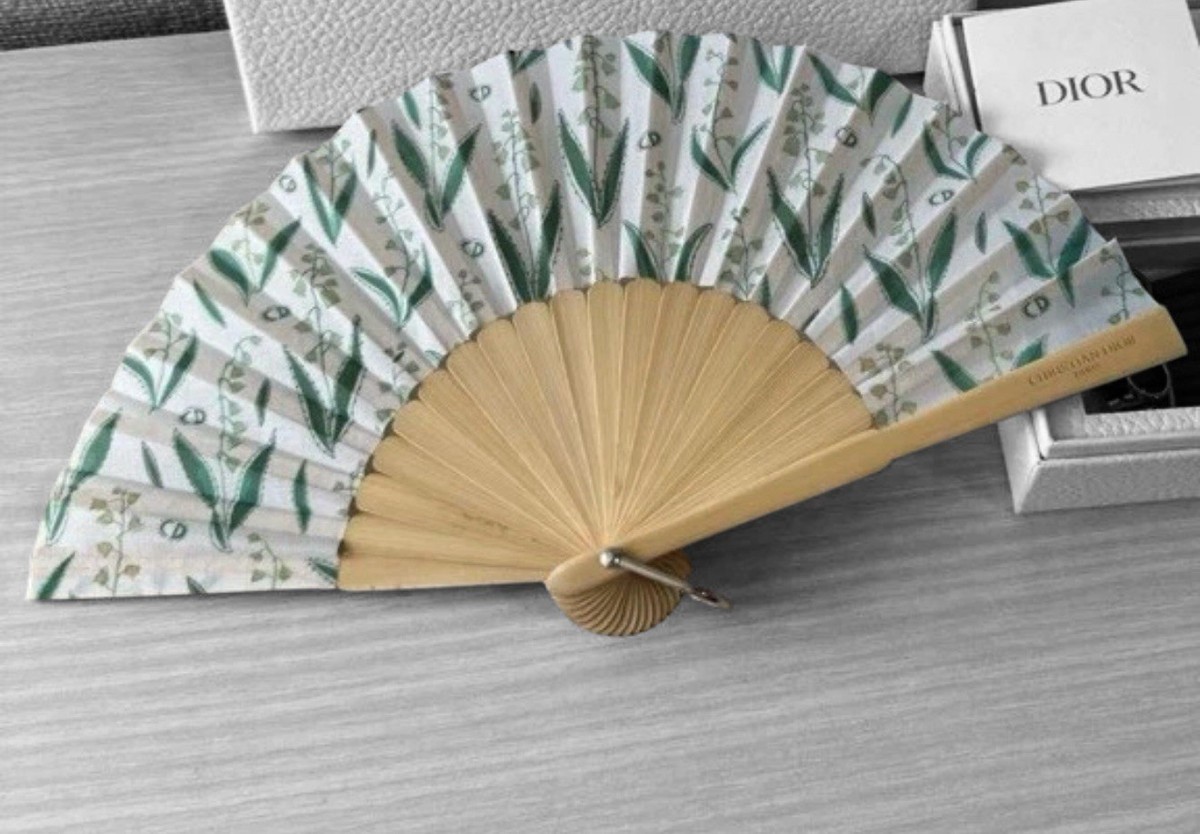 DIOR BEAUTY Lily Of The Valley Mini Folding Fan w/Strap & Lucky