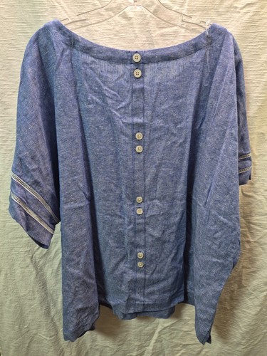 Anne Klein Women's Dolman Sleeve Blouse W Trim, Santorini Blue/Brt Wht, 3X - Bild 5 von 10