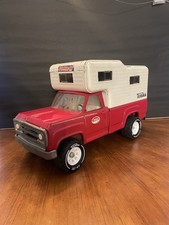 Vintage 1974 Tonka 15 In Dodge Pick Up Truck Camper, Pressed Steel Toy Vehicle