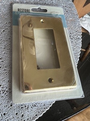 Restore & Restyle Outlet Cover Plate Zinc Alloy,  Brass Plated Rust Resitant (dc