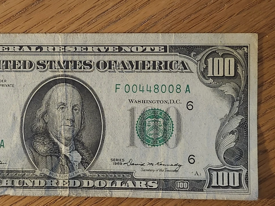 1969 $100 FEDERAL RESRVE NON-STAR F00448008A - Image 3 of 4