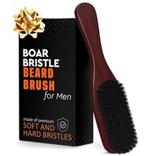 Soft Beard Brush for Men Soft Boar Bristle Beard Brush with Handle, 9" Wood...