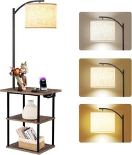 Floor Lamp with Tables, End Table with Charging Station USB 
