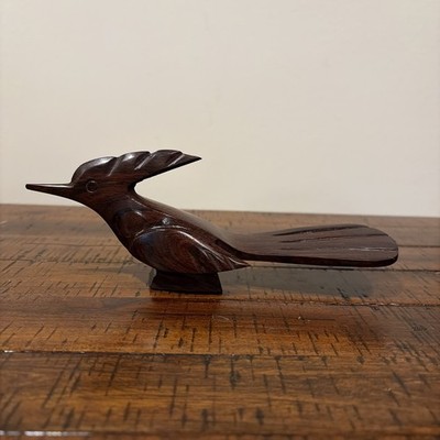 Hand Carved Wood Road Runner Figurine Bird Statue Mid Century Modern 7.5 