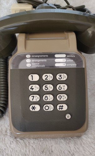 Ancien Téléphone SOCOTEL S63 Marron Et Vert A Touches Vintage - Photo 2/5