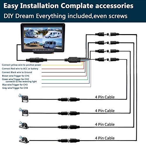 Monitor telecamera di backup 10,1" 1080P e DVR integrato per camper camion rimorchio posteriore - Foto 8 di 8
