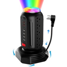 Power Strip Tower 15 Outlets 6 USB Ports, Surge Protector with Colorful Led L...