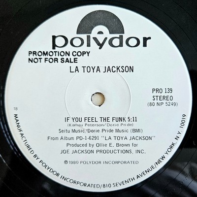 BOOGIE / DISCO-FUNK - LA TOYA JACKSON - IF YOU FEEL THE FUNK - POLYDOR OG PROMO