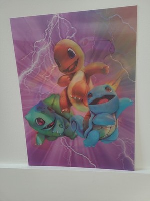 3D Motion Effect Lenticular Art Poster | Charmander Bulbasaur Pikachu 12''x16''