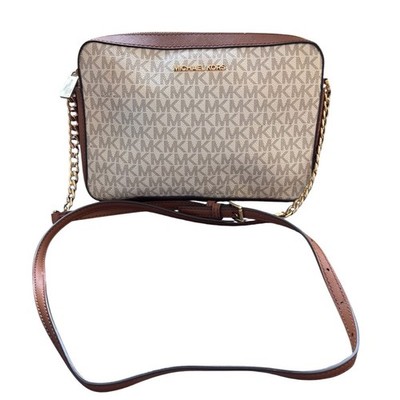 Michael Kors Jet Set Large East West Crossbody Bag Vanilla Brown Monogram