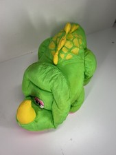 Vintage 1992 Fisher Price Puffalump Dino Roar Dinosaur Plush Neon Green Pink VTG