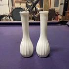 Vintage white milk glass bud vase pair
