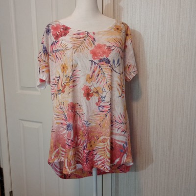 Energe World Wear Women's Jersey T-Shirt Size XXL Multicolored Floral High Low