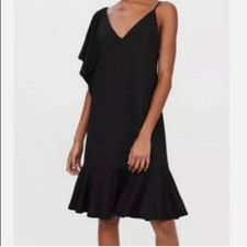 Zara Nwt Flutter Sleeve Spaghetti Strap Mini Ruffle Trumpet Dress