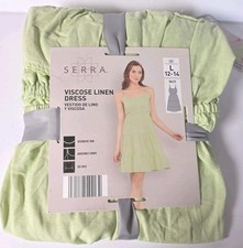  Linen/Viscose Side Cut Out Strappy Dress Light Green Size L 12-14 Slim Fit