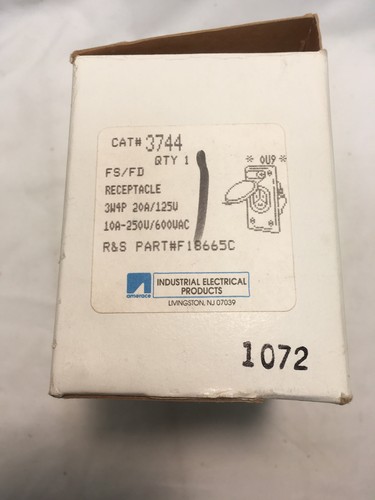 Industrial Electrical (Russellstoll) 3744 FS/FD Recept 3W4P 10A 250/600V 20A 125V - Imagen 2 de 7