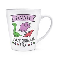 Beware VerrüCkte Dinosaurier MäDchen 341Ml Latte Becher Tasse Lustig Tiere T-Rex