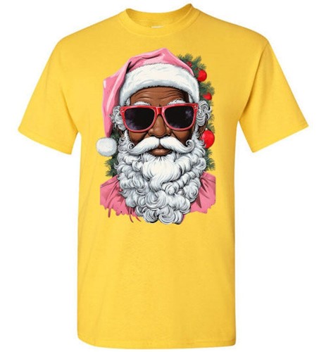 T-shirt maglietta nera afroamericana Babbo Natale - Foto 5 di 12