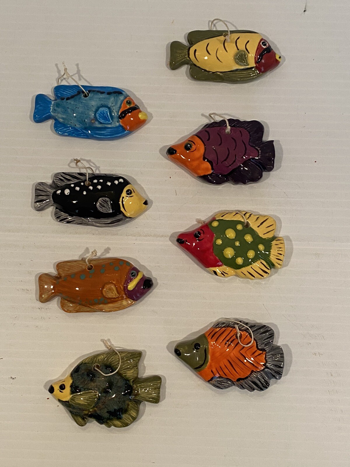 Hand Painted Tropical Fish Ornaments Lot Of 8 Very Nice! eBay