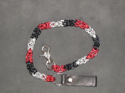Handmade Red /& Silver Chainmail Wallet chain great for Harley riders Black