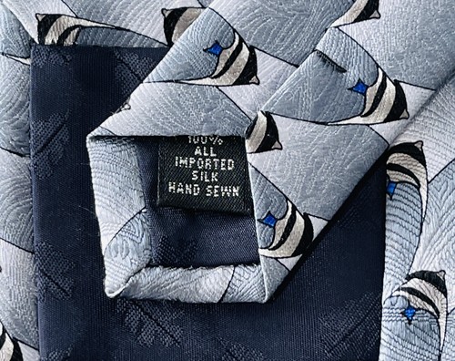Bannerfish 100% Silk Neck Tie Men's The Nature Conservancy Hand Sewn Fish Gray - Picture 8 of 8