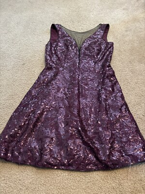 BCBGMaxazria Mini Sheath Sparkle Dress Illusion Plunge Neck Dark Purple NWT  Sz 4 | eBay