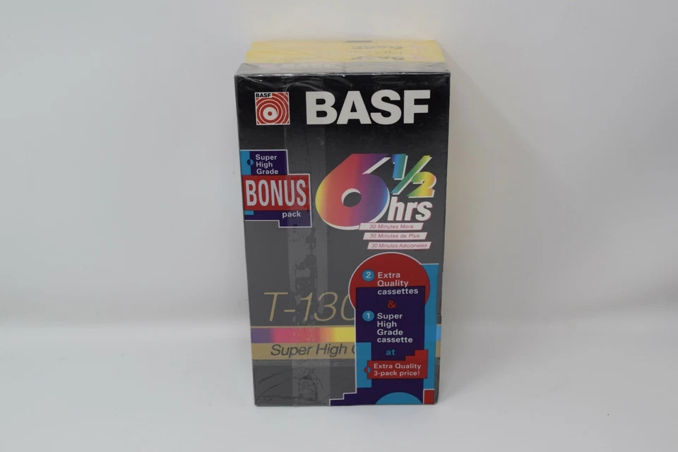 3pack BASF Blank VHS Tapes T-130 Video Cassette VCR Brand New 6.5 Hours - Image 2 of 4