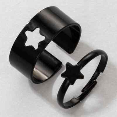 Trendige Ringe Pack Star Creative Hohl Persönlichkeit Punk Paar Ring Twin Match