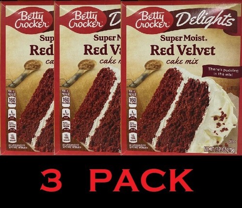 Betty Crocker Delights SUPER MOIST Red Velvet Cake Mix 13.25 oz Box - 3 PACK - 第 1/4 張圖片