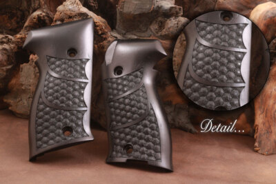KSD Marke SIG P220 kompatibel Walnuss (schwarz lackiert) Griffe Waben