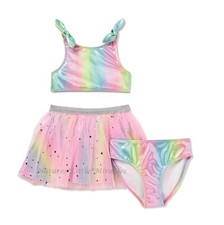 Unicorn Rainbow Swimsuit Girls Size 4 5 Tankini Cover Up Tutu Skirt Swim Bikini